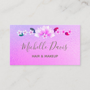 Carte De Visite Maquillage Artiste Salon des cheveux rose floral