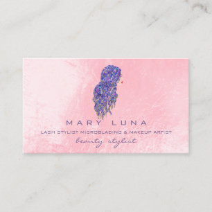 Carte De Visite Maquillage Artiste sourcils Lashes Coiffeur rose