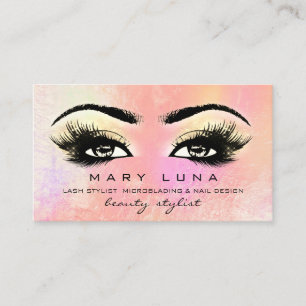 Carte De Visite Maquillage Artiste sourcils Lashes Rose Pastel