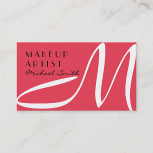 Carte De Visite Maquillage Artiste Stylo Monogramme Moderne Désir