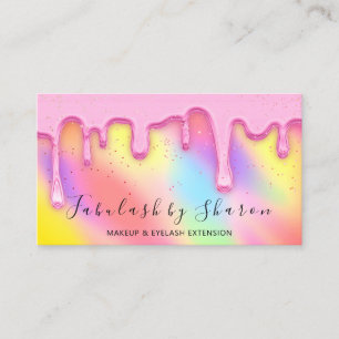 Carte De Visite Maquillage Artiste White Lashes Arc-en-ciel Hologr