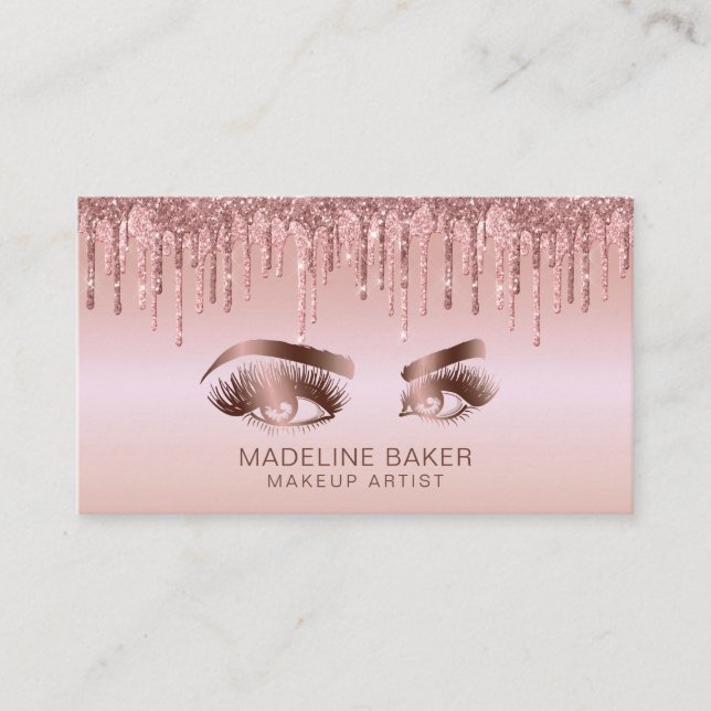 Carte De Visite Maquillage Artiste Yeux Lashes Rose Gold (Devant)