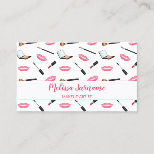 Carte De Visite Maquillage avec lèvres roses Artiste maquillage Pe