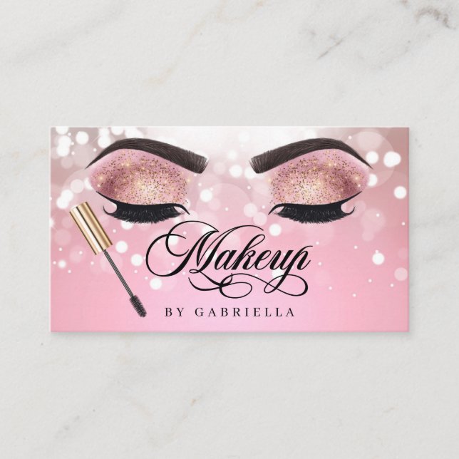 Carte De Visite Maquillage Brow Eyelash Parties scintillant rose (Devant)