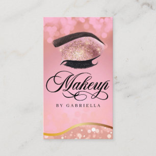 Carte De Visite Maquillage Brow Eyelash Parties scintillant rose