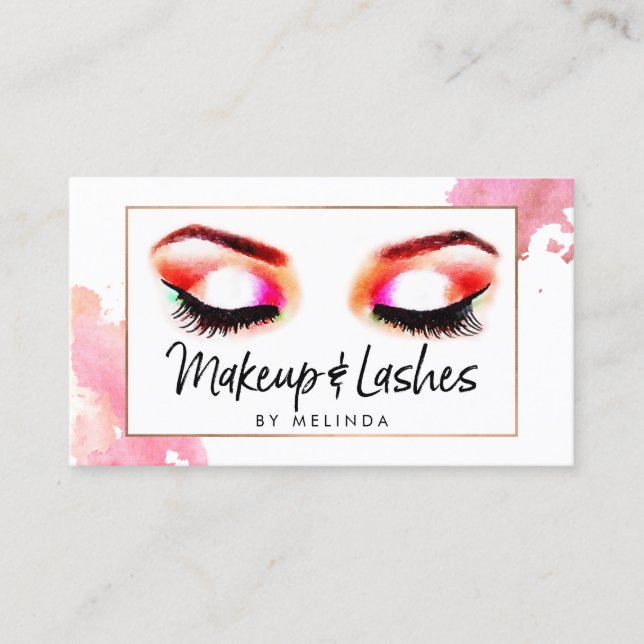 Carte De Visite Maquillage/cils d'aquarelle créatifs (Devant)