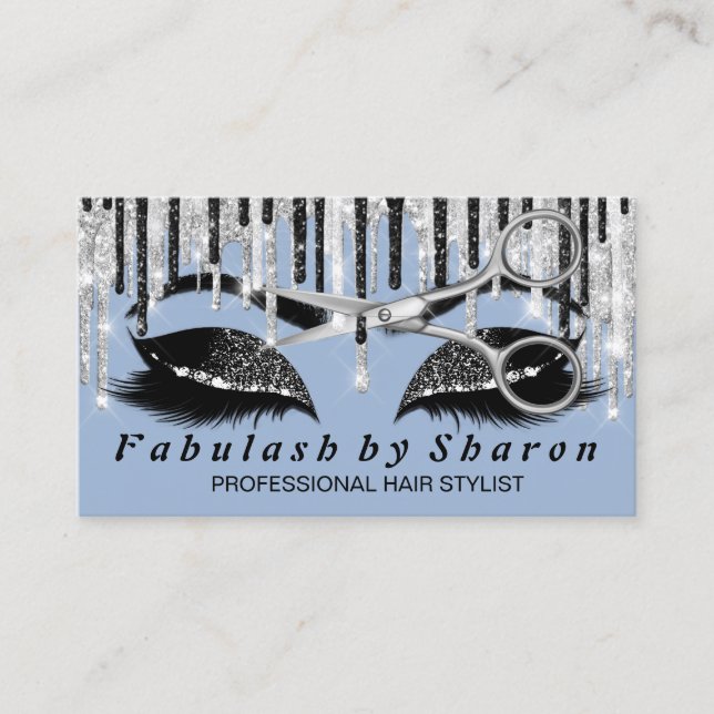 Carte De Visite Maquillage coiffeur Eyelash Argent Smover Blue Gre (Devant)