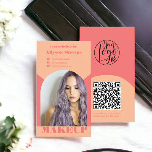 Carte De Visite Maquillage d'arc moderne pêche photo qr code logo