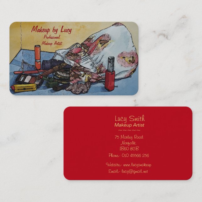 Carte De Visite maquillage d'artiste design rétro maquillage de sa (Devant / Derrière)