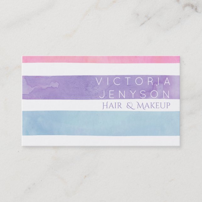 Carte De Visite Maquillage de cheveux pastel aquarelle violet rayu (Devant)