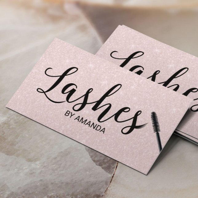 Carte De Visite Maquillage de cils Artiste Blush Rose Typographie  (Créateur téléchargé)