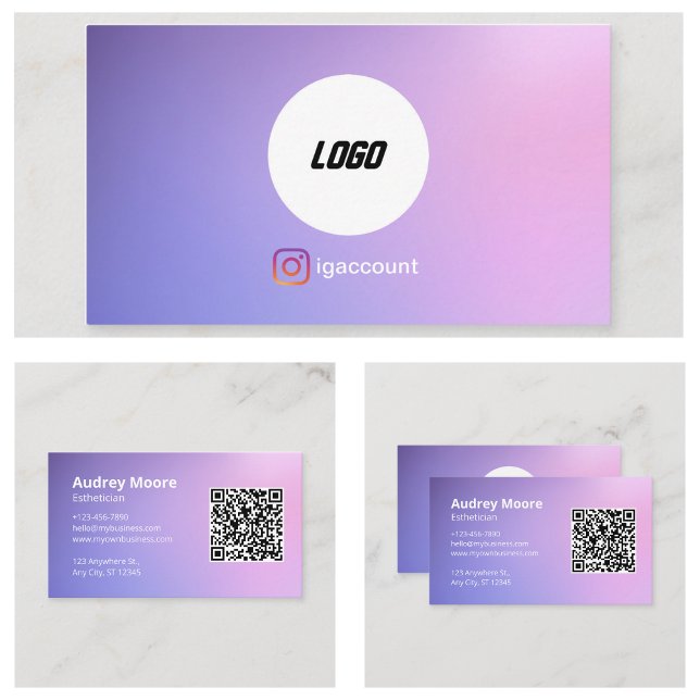 Carte De Visite Maquillage de la peau Esthétique Services Logo QR  (Skincare Makeup Esthetician Services Logo QR Code Business Card
)