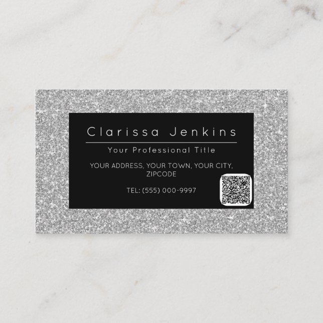 Carte De Visite maquillage de luxe noir et argent parties scintill (Devant)