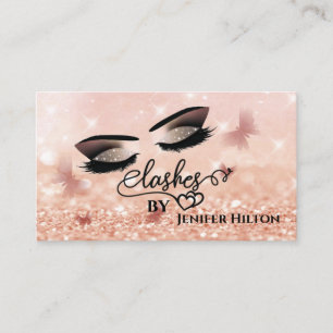 Carte De Visite Maquillage de papillon rose professionnel en or