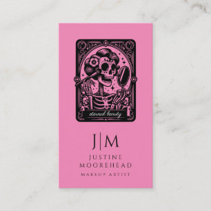 Carte De Visite Maquillage de Tarot Artiste Squelette rose chaud
