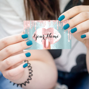 Carte De Visite Maquillage des ongles Dérives Roses Rose bleu ros