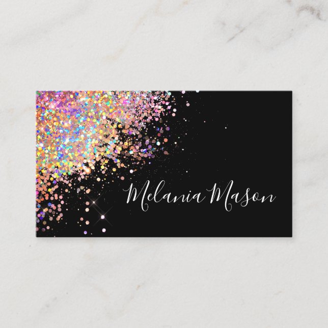 Carte De Visite Maquillage Elégant Rose holographique Parties scin (Devant)