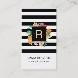 Carte De Visite Maquillage et coiffure Liste moderne Fleur et rayu