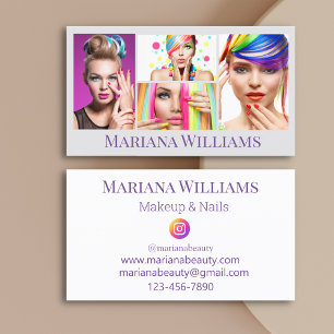 Carte De Visite maquillage et ongles design 4 photos collage minim