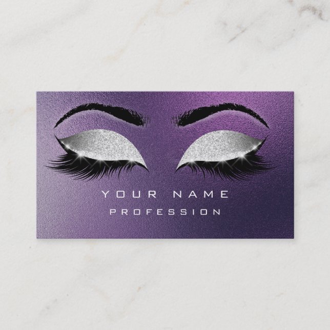 Carte De Visite Maquillage Eyebros Lashes Extension Argent violet (Devant)