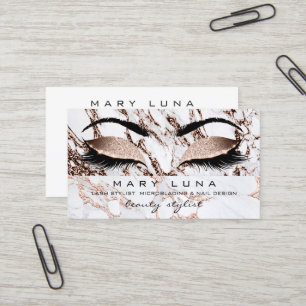 Carte De Visite Maquillage Eyebros Lashes Rose Or Marbre Molten