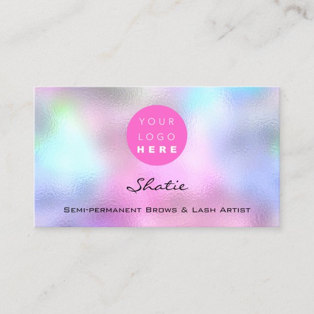 Carte De Visite Maquillage Eyebross Logo Lash Holographique rose (Devant)