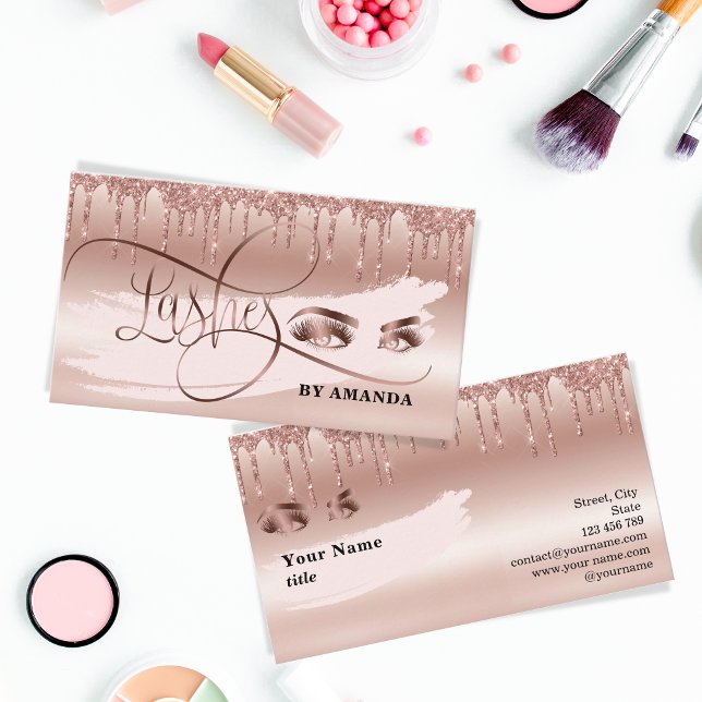 Carte De Visite Maquillage Eyebrow Eyes Lashes Rose Gold (Créateur téléchargé)