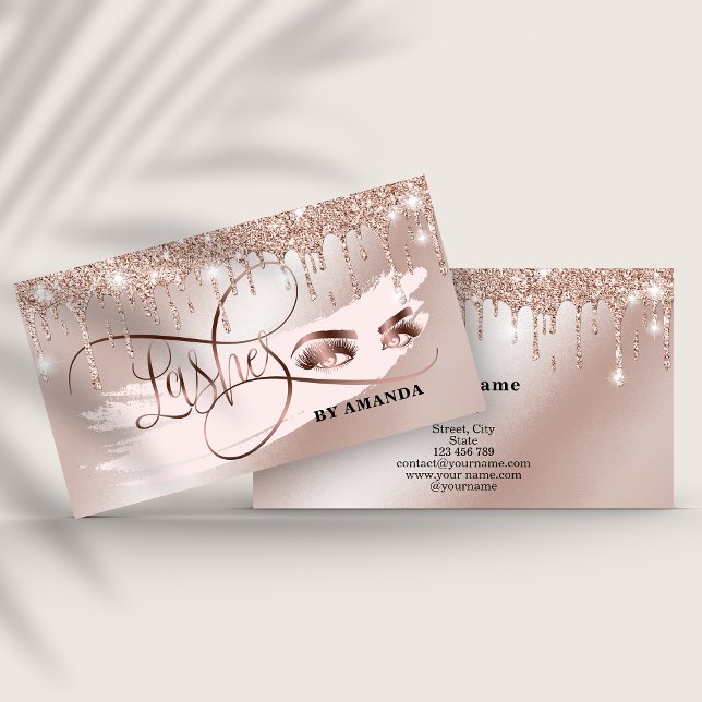 Carte De Visite Maquillage Eyebrow Eyes Lashes Rose Gold Drivers (Créateur téléchargé)