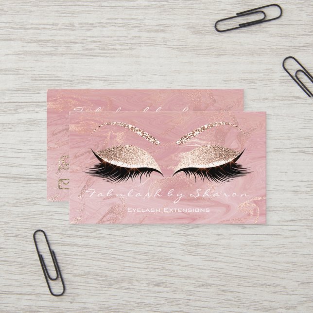 Carte De Visite Maquillage Eyebrow Lash Extension Parties scintill (Devant/Arrière en situation)