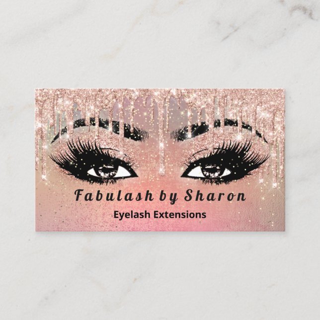 Carte De Visite Maquillage Eyebrow Lash Parties scintillant Rose o (Devant)