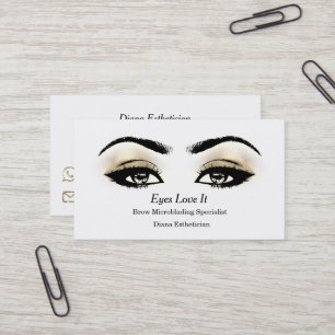 Carte De Visite Maquillage Eyebrow Lashes Or Blanc Noir Beauté