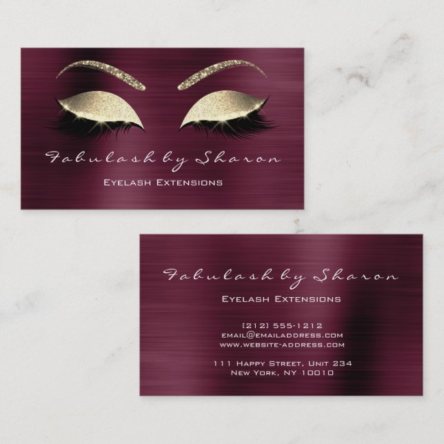 Carte De Visite Maquillage Eyebrow Lashes Parties scintillant Crys (Devant / Derrière)