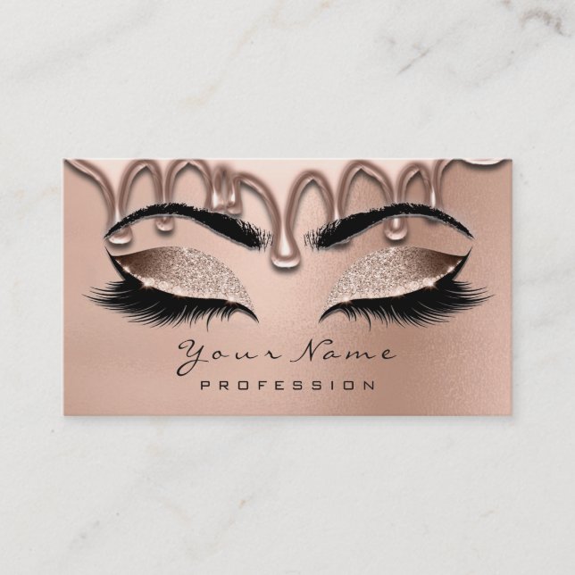 Carte De Visite Maquillage Eyebrow Lashes Parties scintillant Rose (Devant)