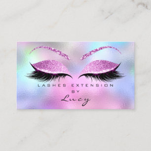 Carte De Visite Maquillage Eyebrow Nom Lash Holographique Rose