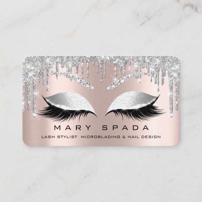 Carte De Visite Maquillage Eyebrows Lashes Browns Grey Spark Rose (Devant)