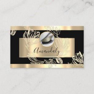 Carte De Visite Maquillage Eyelash Artiste Code QR Logo Black Gold