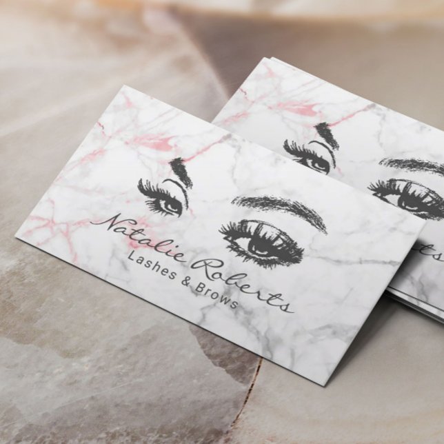 Carte De Visite Maquillage Eyelash Artiste Marbre moderne Salon de (Créateur téléchargé)
