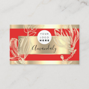 Carte De Visite Maquillage Eyelash Artiste QR Code Logo Red Gold F