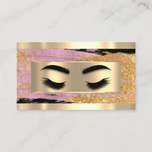 Carte De Visite  Maquillage Eyelash Code QR Logo Pink Gold Strots