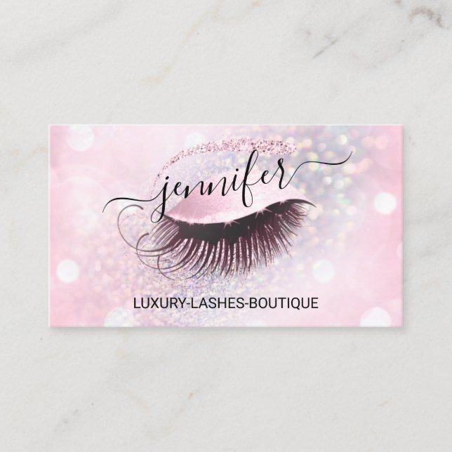Carte De Visite Maquillage Eyelash QR Code Parties scintillant ros (Devant)