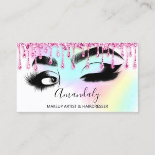 Carte De Visite Maquillage Eyelashes Brow QR CODE Logo Déchets ros