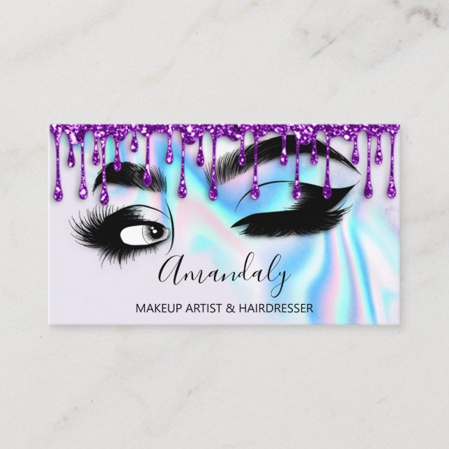 Carte De Visite Maquillage Eyelashes Brow QR CODE Logo Holograph D (Devant)
