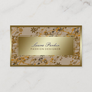 Carte De Visite Maquillage floral Artiste cheveux Styliste Or Vint