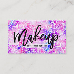 Carte De Visite Maquillage floral de mandala de boho bleu pourpre