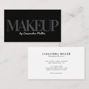 Carte De Visite Maquillage gris noir Artiste Nom de script Profess