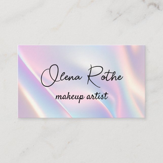 Carte De Visite Maquillage holographique moderne pastel rainbow (Devant)