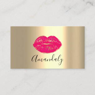 Carte De Visite Maquillage Kiss Lips Golden Unique Rose Girl