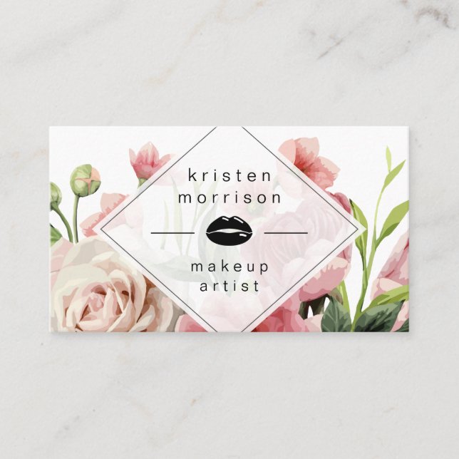 Carte De Visite Maquillage Lèvres Artiste Moderne Minimale Élégant (Devant)