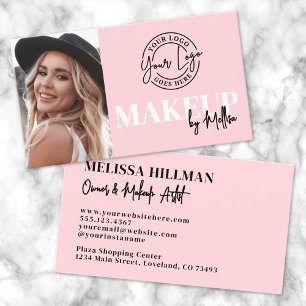Carte De Visite Maquillage Logo Photo Noir Rose