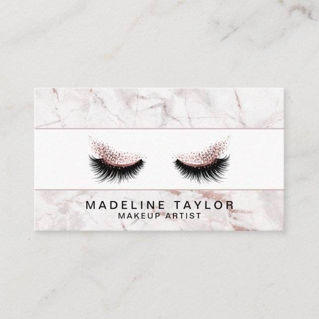 Carte De Visite Maquillage Long Lashes Parties scintillant Rose Go (Devant)